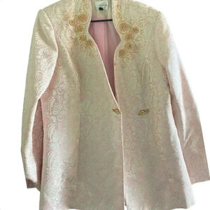 Terramina womens Pink Embroidered Long Sleeve Coat Size 12
